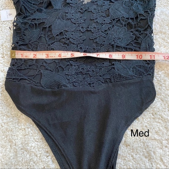 Sexy Black Bodysuit with floral detail small and medium - Picture 12 of 13